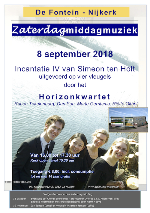 Poster concert Horizonkwartet 08-09-2018 2